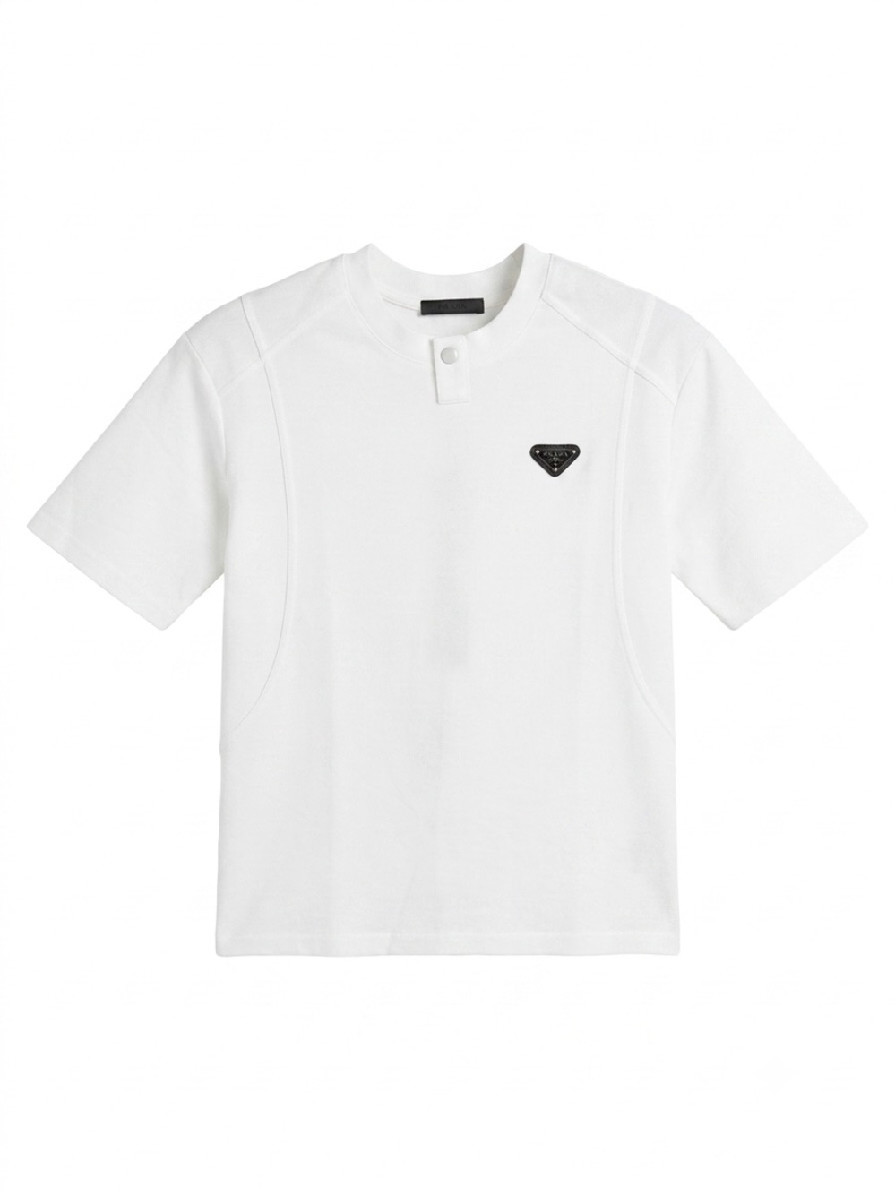 Prada White Tee with Black Triangle Logo